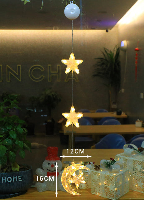 Christmas 3pcs LED Light Star Xmas Tree Hanging Sucker Lamp Window Ornaments Decoration For Home Xmas Navidad New Year Decor Christmas Decorations