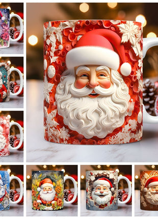 Creative 3D Christmas Ceramic Mug Unique Space Design Snowman Santa Coffee Cup Tea Milk Mug Christmas Gifts For Kids Adults Kitchen Gadgets