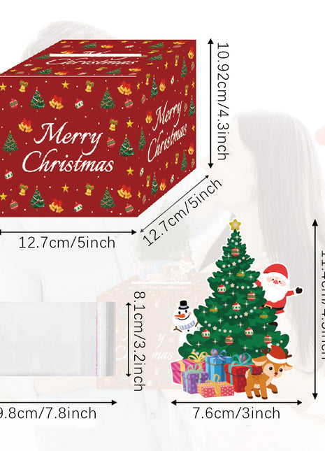 Christmas Money Box For Cash Gift Pull Surprise Money Holder Cash Gift Xmas Money Pull Box With Christmas Tree Card And Transparent Bags For Christmas Birthday New Year Party Supplies