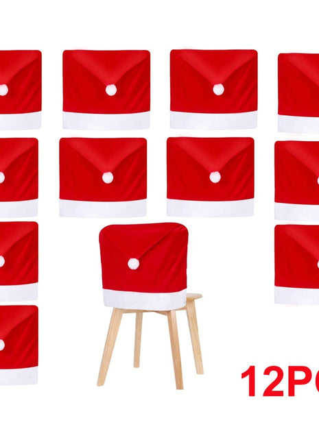 Christmas Chair Covers, Santa Claus Hat Slipcover Xmas Chair Back Cover For Christmas Din
