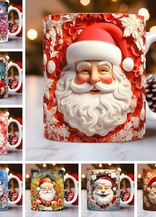 Creative 3D Christmas Ceramic Mug Unique Space Design Snowman Santa Coffee Cup Tea Milk Mug Christmas Gifts For Kids Adults Kitchen Gadgets