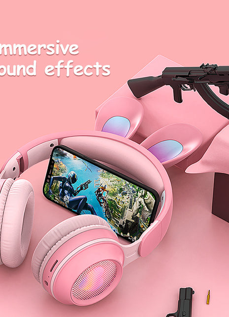 Rabbit sports headphones gamings Luminous Extendable Wheat Headphones