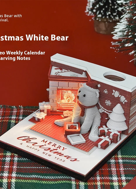 Christmas Gift 3d Three-dimensional Calendar Paper Carving Note